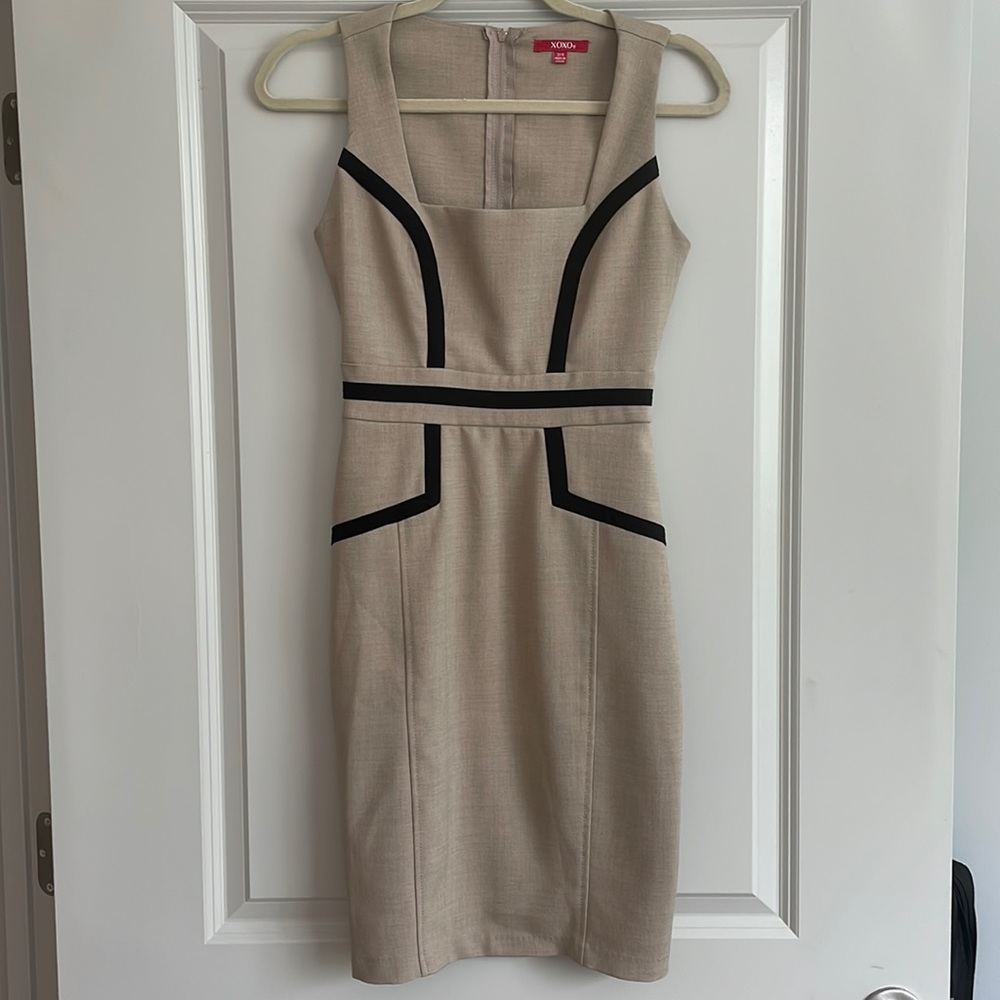 Pencil dress square neck strapless XOXO